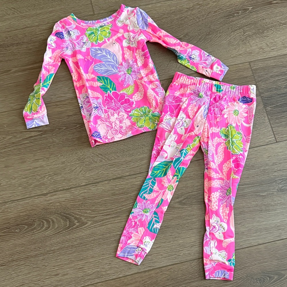 Floral Kids Pajama Set - Pink and Green
